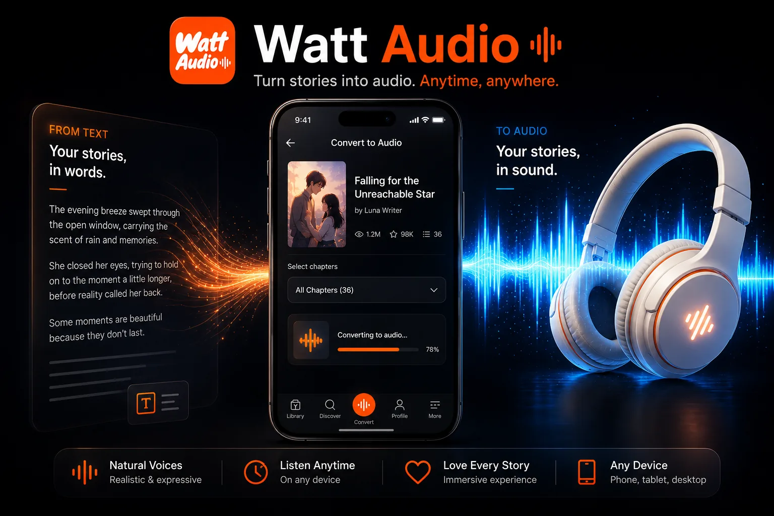 Watt Audio app blog image for Offline Wattpad Audio Listening